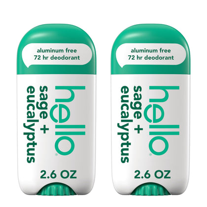 hello Sage + Eucalyptus Aluminum Free Deodorant front view, 2 pack