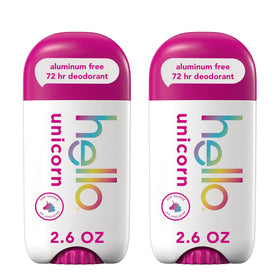 hello Unicorn Aluminum Free Deodorant front view, two sticks