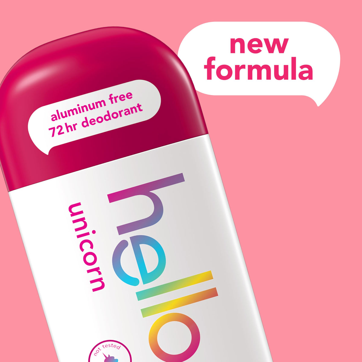hello Unicorn Deodorant packaging with vibrant design