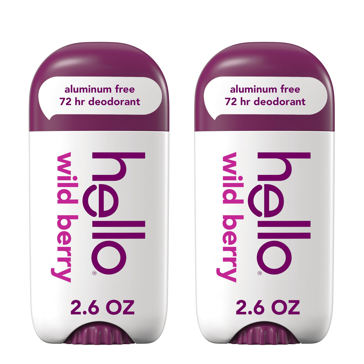hello Wild Berry Aluminum Free Deodorant front view, 2.6 oz stick