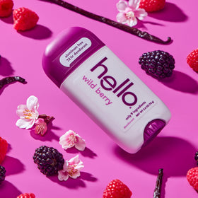 hello Wild Berry Deodorant lifestyle scene on bathroom counter