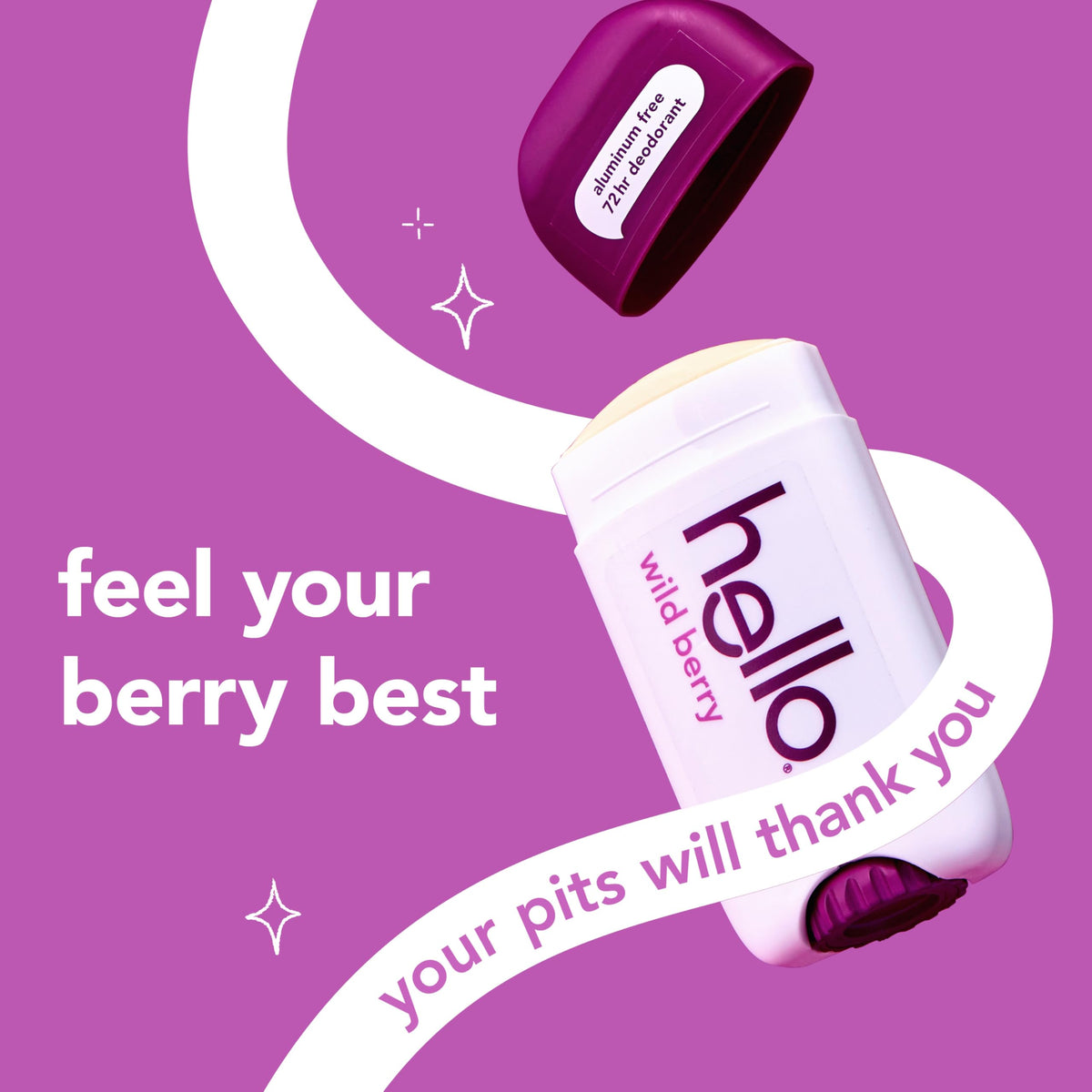 hello Wild Berry Deodorant packaging, two sticks