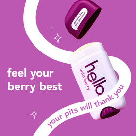 hello Wild Berry Deodorant packaging, two sticks