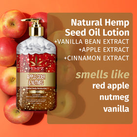 Hempz Cider & Nutmeg Body Lotion showing packaging details