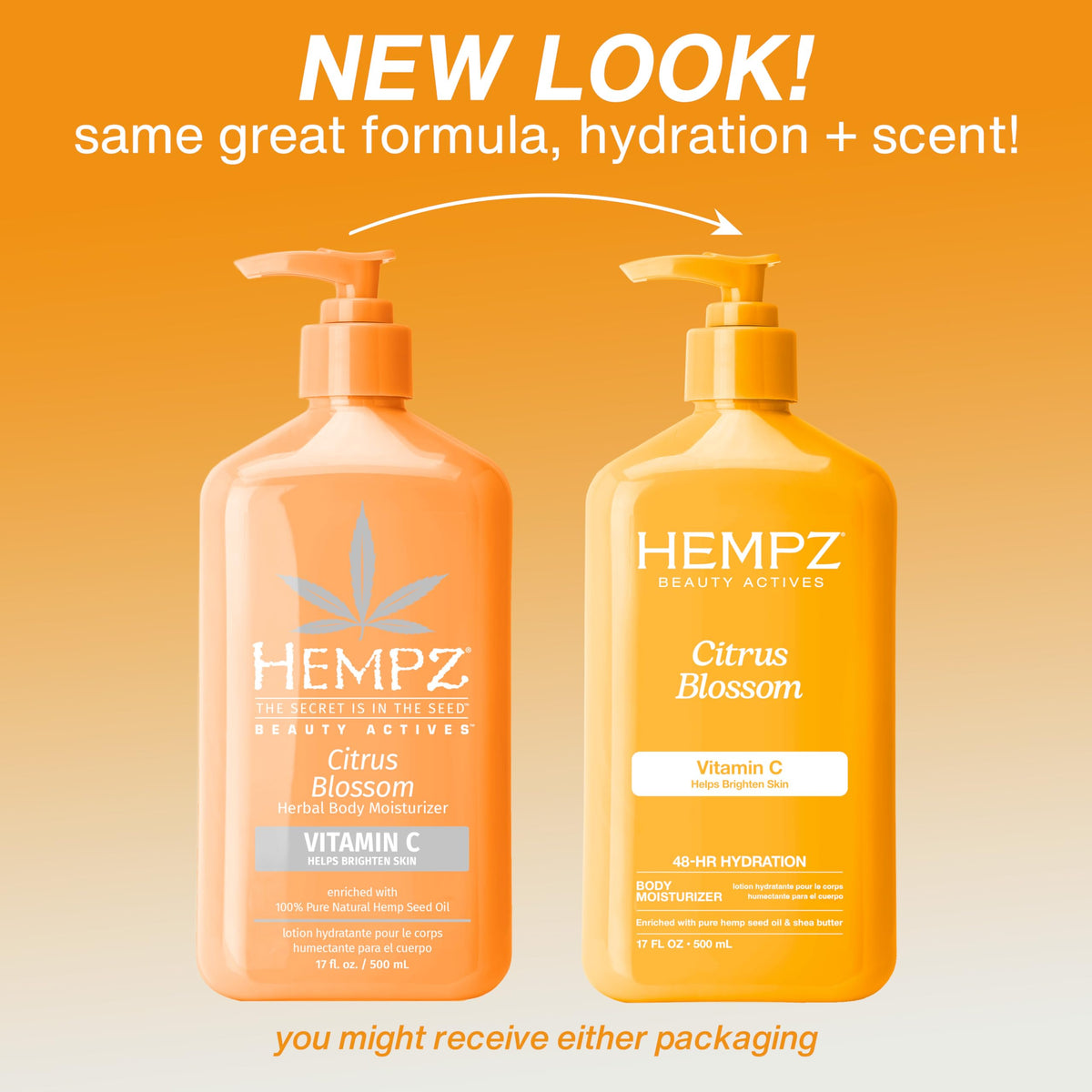 Hempz Citrus Blossom Body Lotion 17 Fl Oz side view