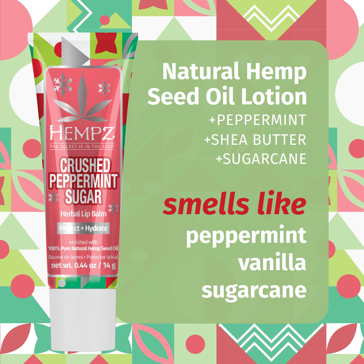 Hempz Crushed Peppermint Sugar Lip Balm 9g packaging
