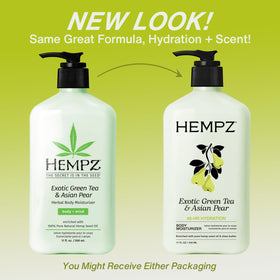 Hempz Exotic Green Tea & Asian Pear lotion bottle side view