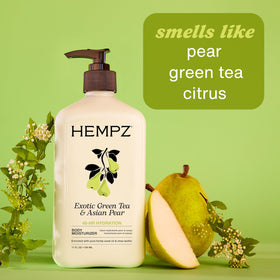 Hempz Exotic Green Tea & Asian Pear lotion texture on skin