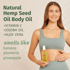 Hempz Hydrating Body Oil 6.76 oz back view showing ingredients