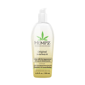 Hempz Hydrating Body Oil 6.76 oz front view with floral banana scent