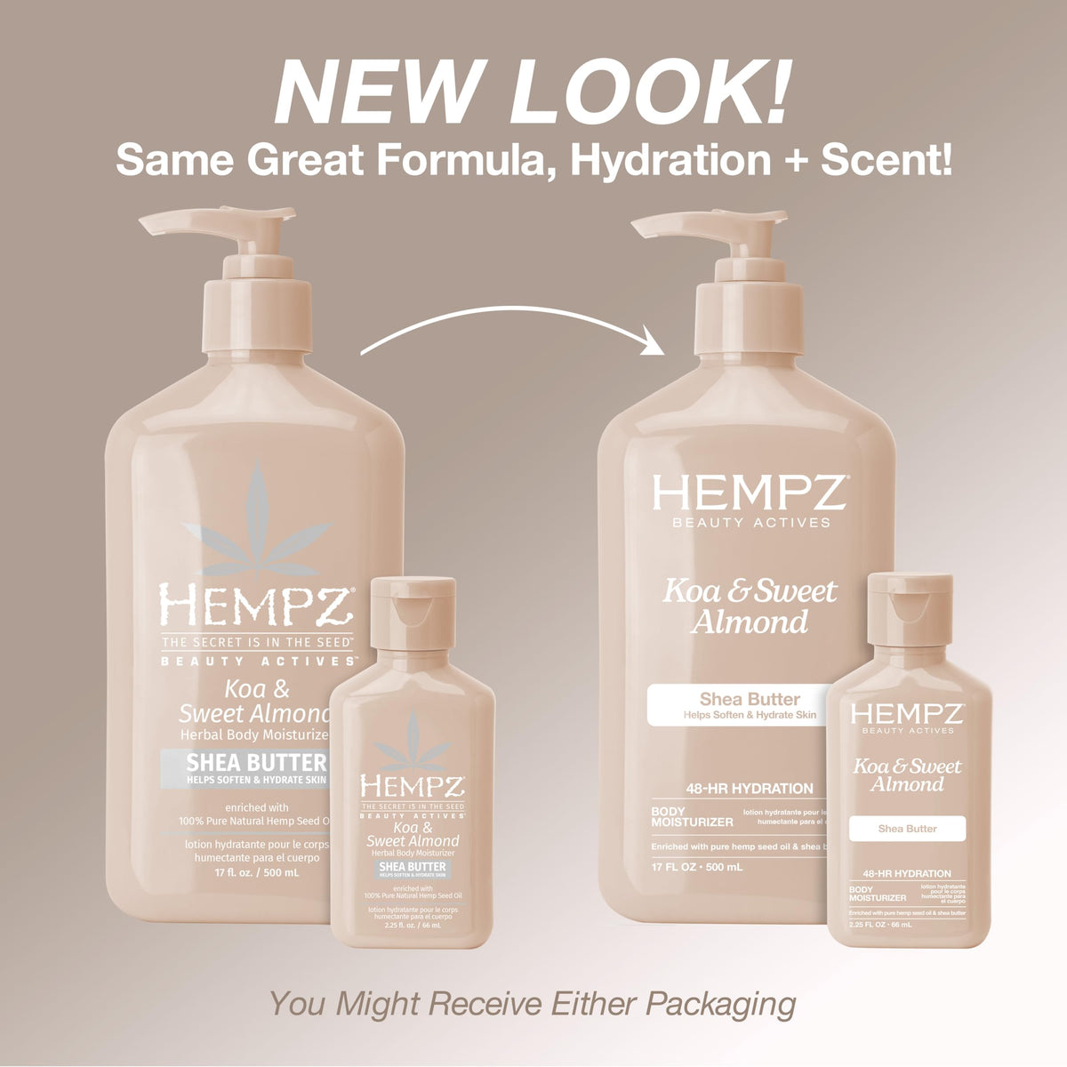 Hempz Koa & Sweet Almond Lotion bottle with cap