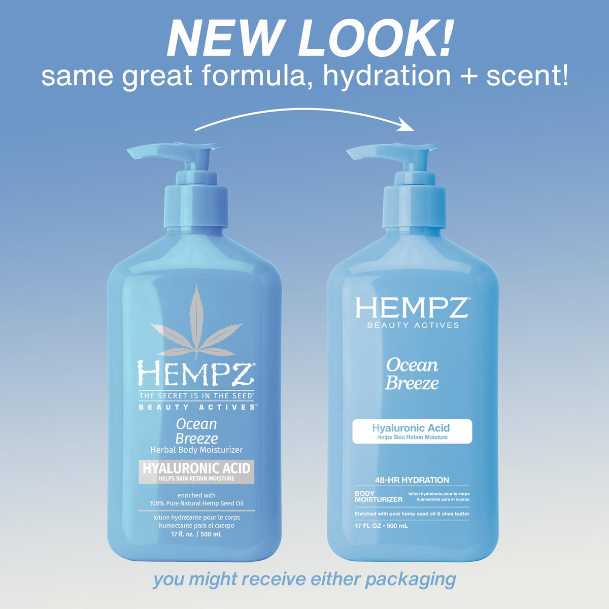 Hempz Ocean Breeze Body Lotion side view