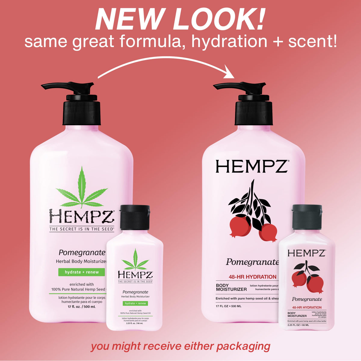Hempz Pomegranate lotion bottle side view