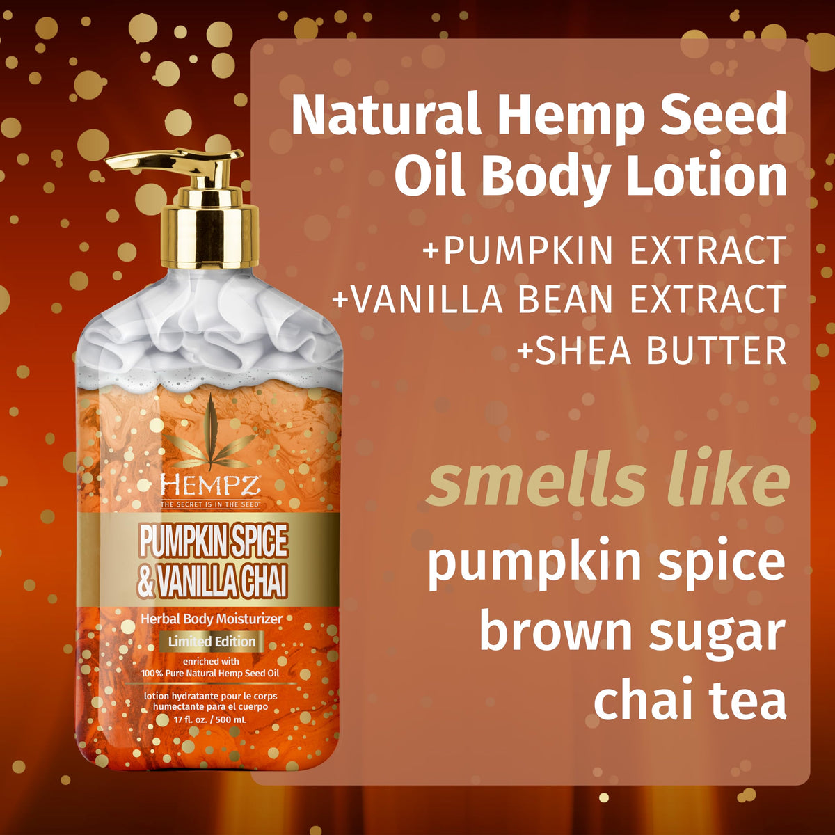 Hempz Pumpkin Spice & Vanilla Chai Body Lotion texture close-up