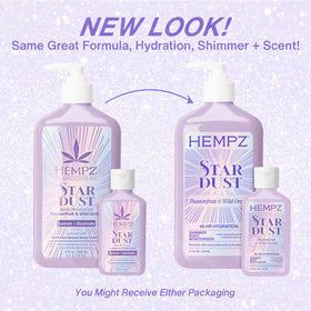 Hempz Star Dust Body Lotion 17 oz back view showing ingredients