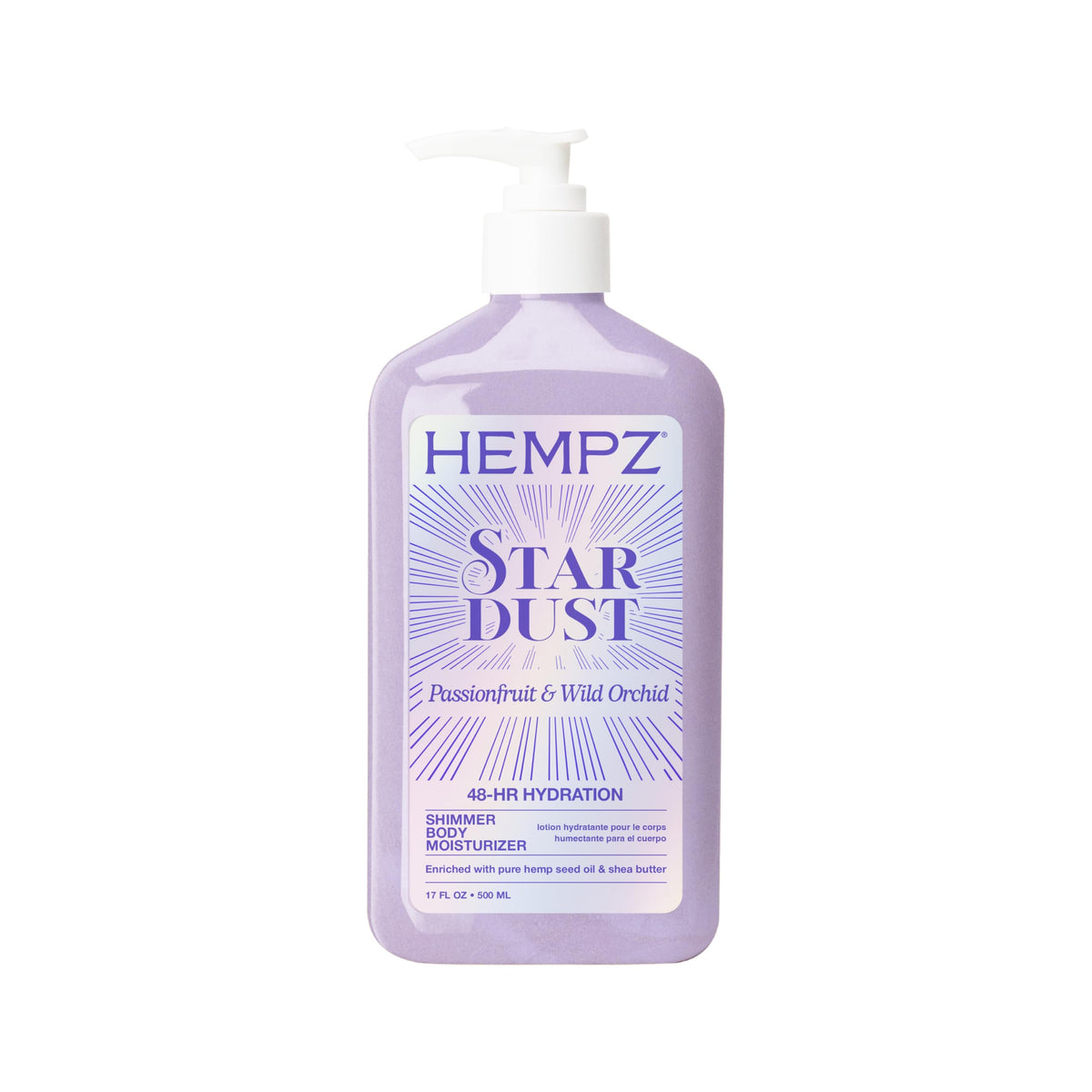 Hempz Star Dust Body Lotion 17 oz front view with floral design