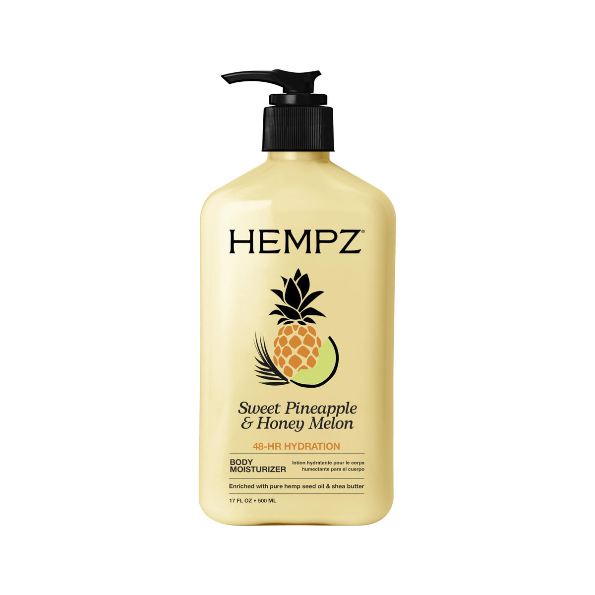 Hempz Sweet Pineapple & Honey Melon Body Lotion front view with pump
