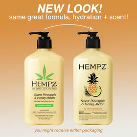 Hempz Sweet Pineapple & Honey Melon Body Lotion side view showing label