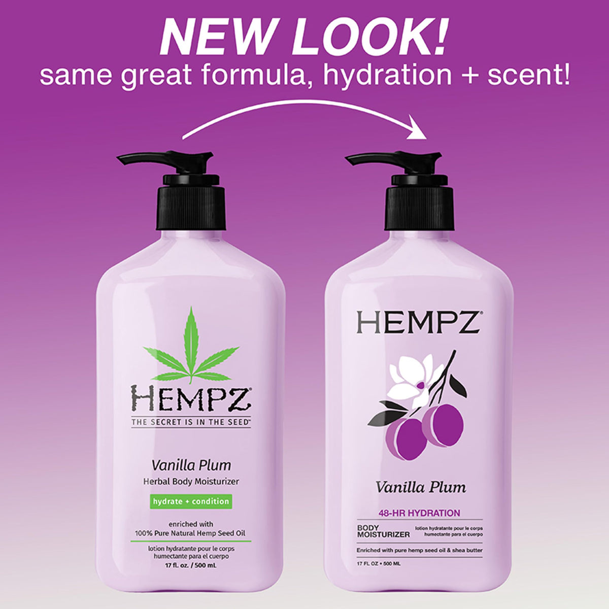 Hempz Vanilla Plum lotion close-up of bottle