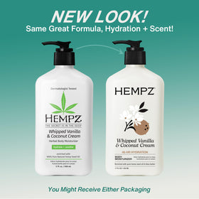 Hempz Whipped Vanilla Coconut Cream Body Lotion back view with ingredient list
