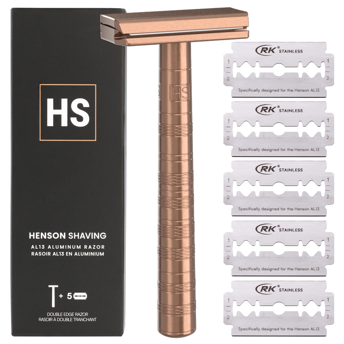 Henson Shaving Copper Double Edge Safety Razor front view