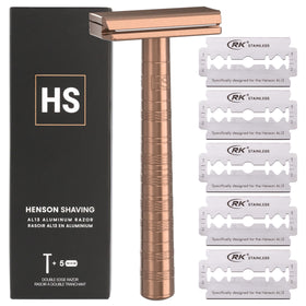 Henson Shaving Copper Double Edge Safety Razor front view