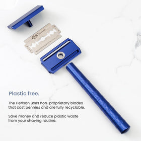 Henson Shaving Razor Steel Blue angled view
