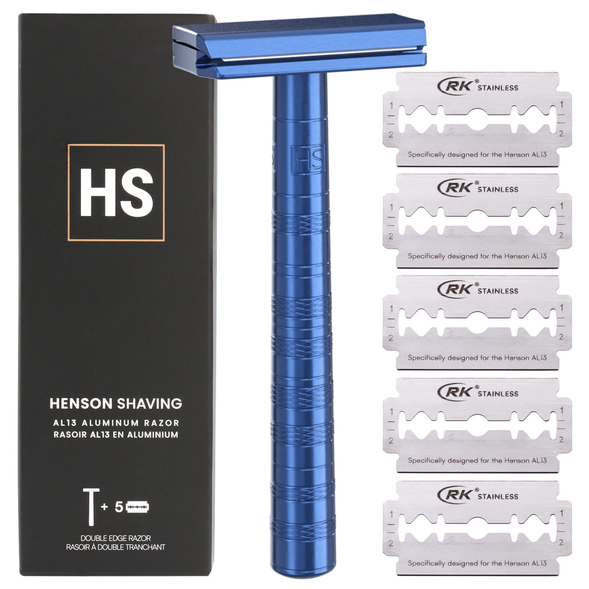 Henson Shaving Razor Steel Blue front view