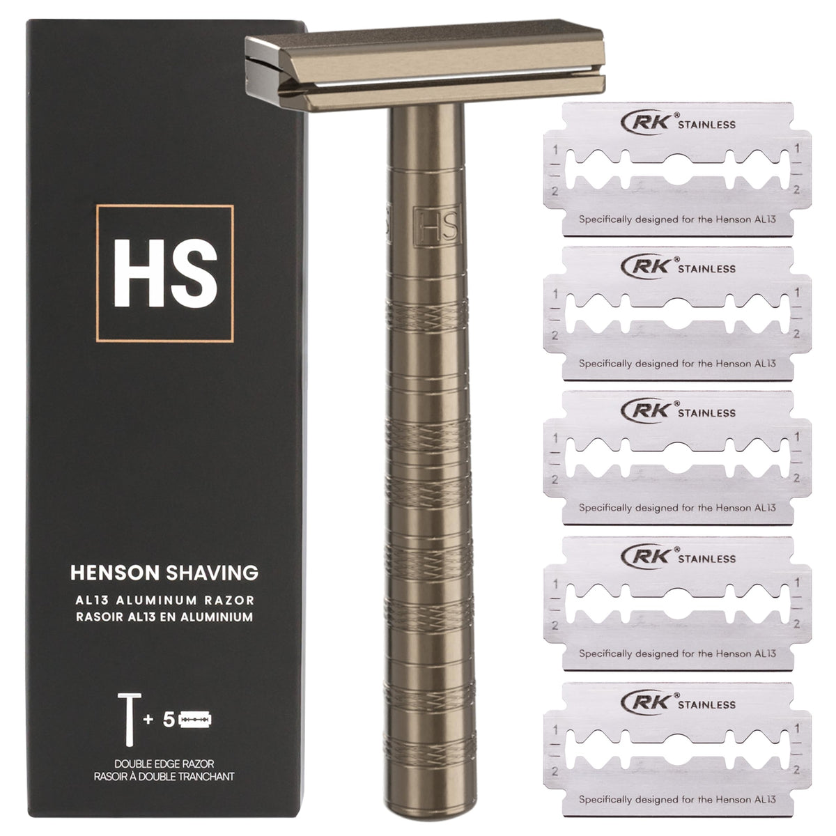 Henson Shaving Razor tan model front view
