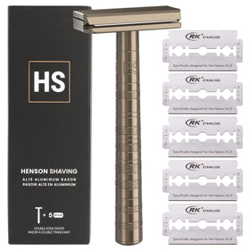 Henson Shaving Razor tan model front view