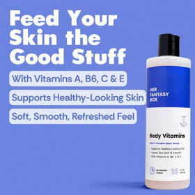 Her Fantasy Box Body Wash in a bathroom setting