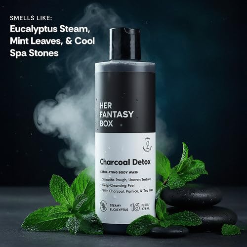 Her Fantasy Box Charcoal Detox Exfoliating Body Wash back view