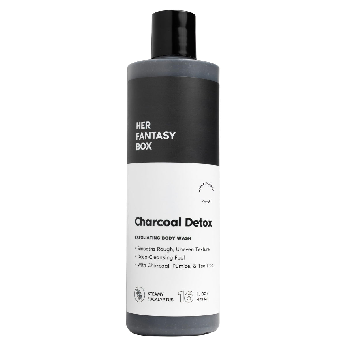 Her Fantasy Box Charcoal Detox Exfoliating Body Wash front view