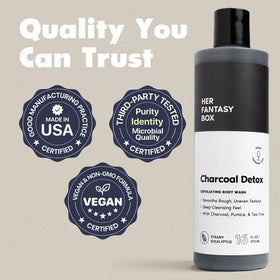 Her Fantasy Box Charcoal Detox Exfoliating Body Wash in shower setting