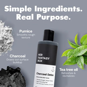Her Fantasy Box Charcoal Detox Exfoliating Body Wash side view