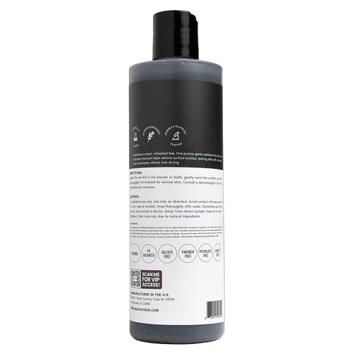 Her Fantasy Box Charcoal Detox Exfoliating Body Wash with eucalyptus and tea tree