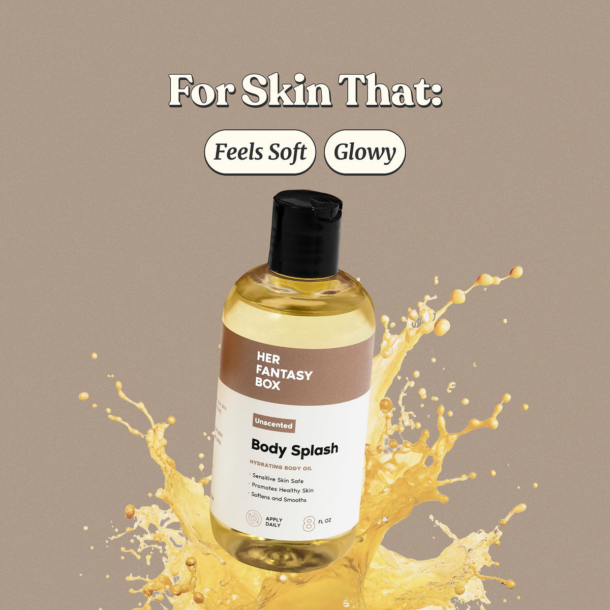 Her Fantasy Box Hydrating Body Oil bottle with label