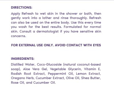 Her Fantasy Box Refresh Shower Gel ingredients close-up