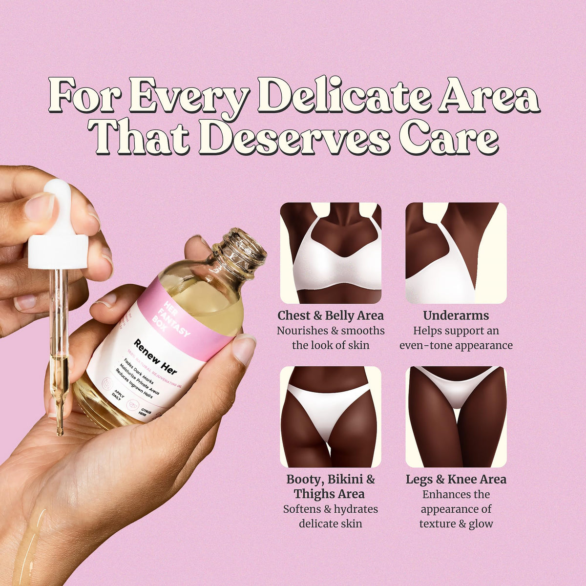 Her Fantasy Box Renew Her Yoni Oil application on skin