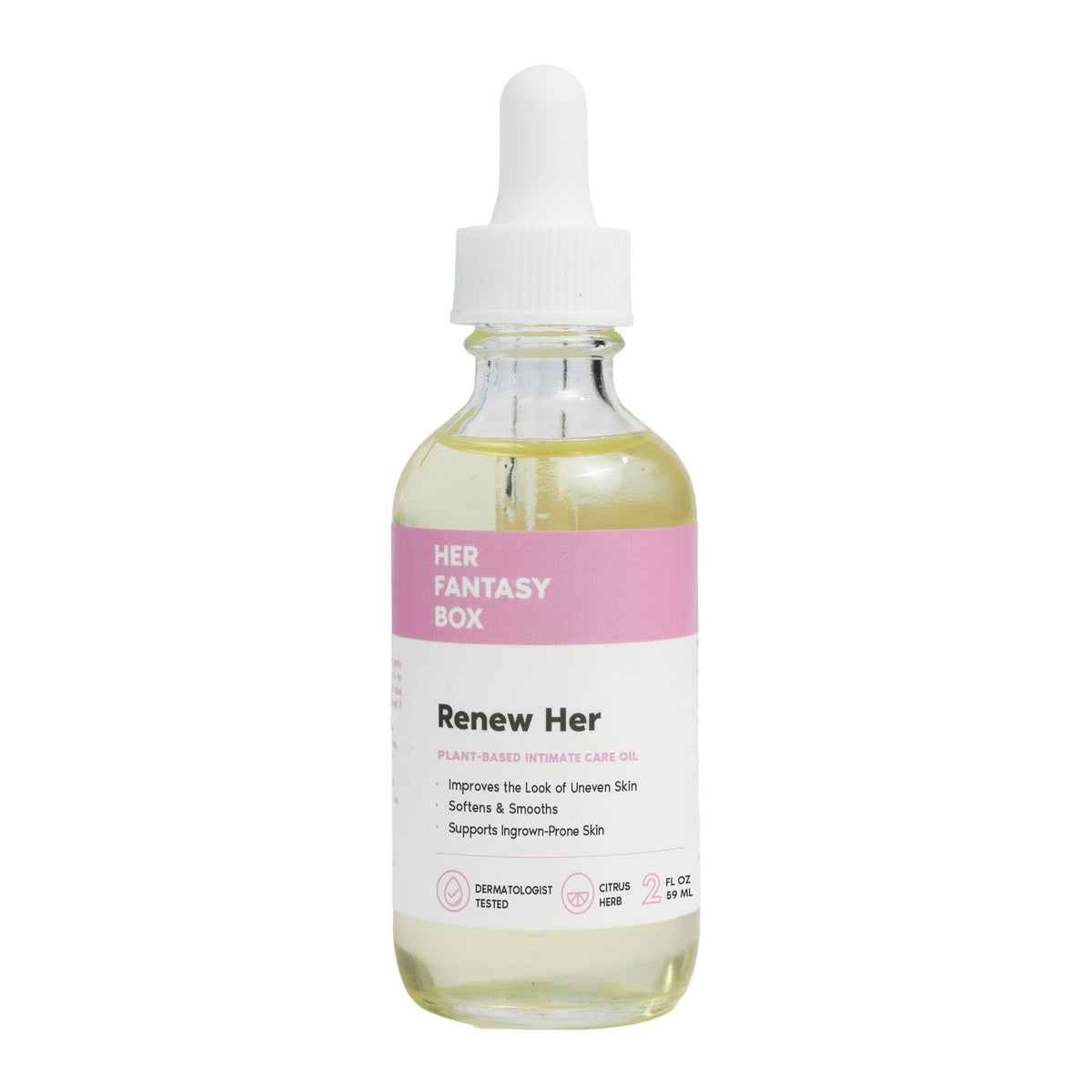 Her Fantasy Box Renew Her Yoni Oil front view with packaging