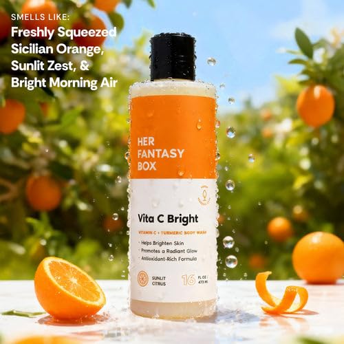 Her Fantasy Box Vita C Bright Turmeric Body Wash back view with ingredient list