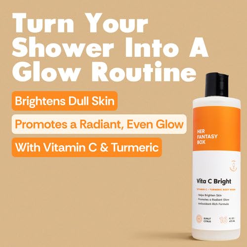 Her Fantasy Box Vita C Bright Turmeric Body Wash side view showing pump