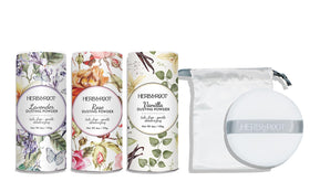 Herb & Root Body Powder Gift Set with lavender, rose, and vanilla scents