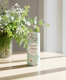 Herb & Root Jasmine Body Powder application demonstration