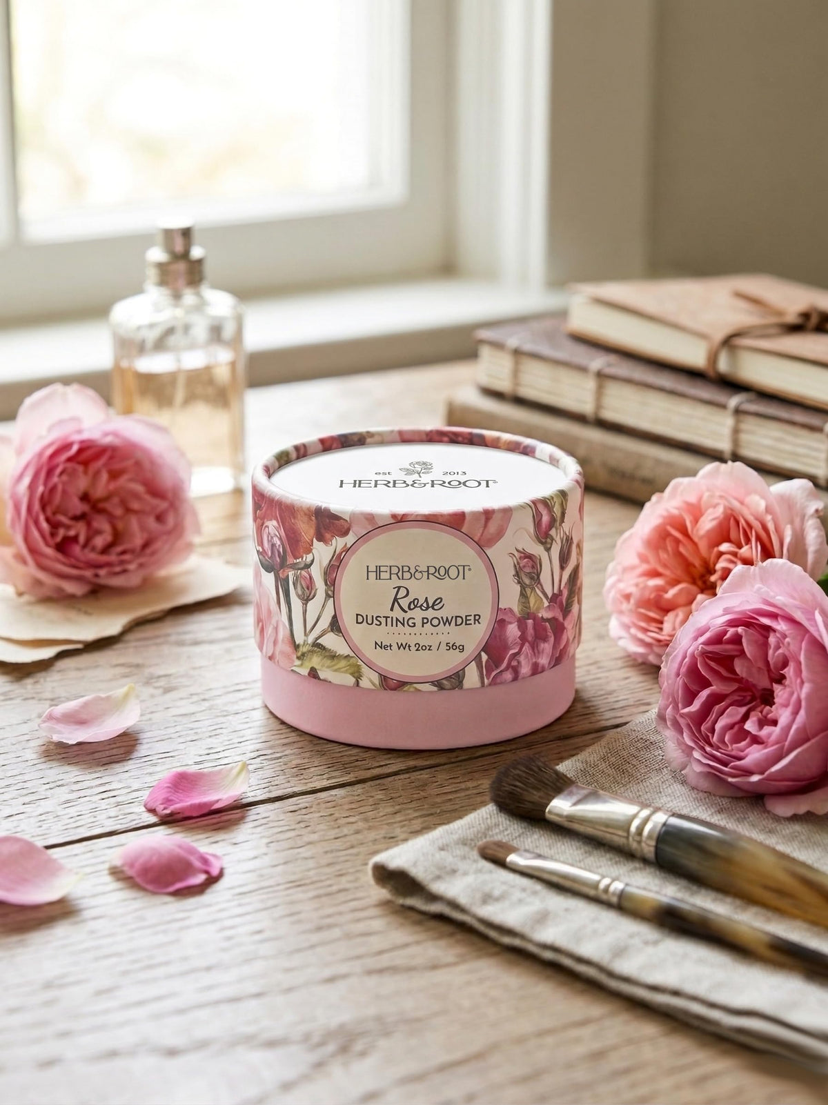 Herb & Root Rose Dusting Powder texture close-up