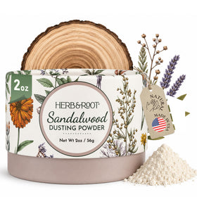 Herb & Root Sandalwood Dusting Powder 2 oz front view