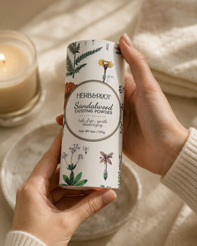 Herb & Root Sandalwood Dusting Powder back view