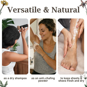 Herb & Root Sandalwood Dusting Powder in lifestyle setting