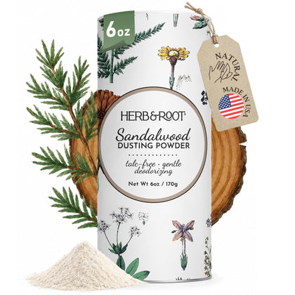 Herb & Root Sandalwood Talc-Free Dusting Powder front view