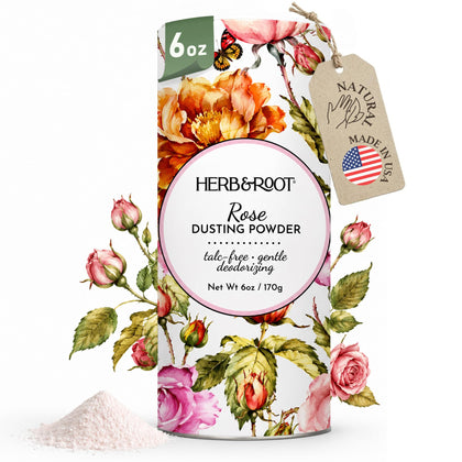 Herb & Root Talc-Free Body Dusting Powder in Rose, front view